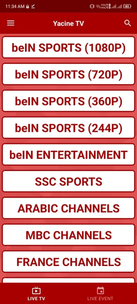 Live TV With Different Resolutions